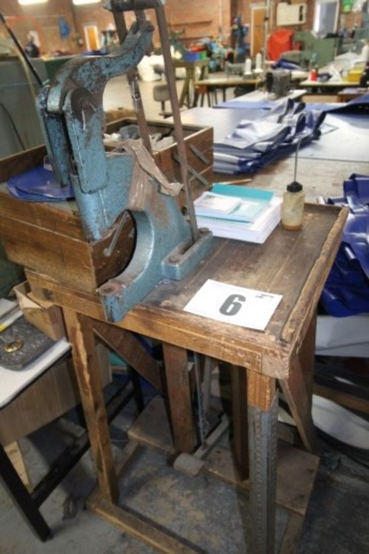 VERTICAL STUD PRESS, TREADLE OPERATED, IN TIMBER FRAME. (FORKLIFT CHARGE: £8.00 PLUS VAT)