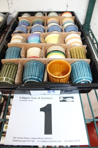 TRAY OF 24 TUB STYLE EGG CUPS INC. SADDLER.