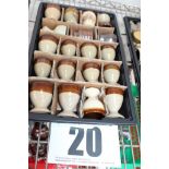 TRAY & CONTENTS OF APPROX. 19 PEDESTAL EARTHENWARE EGG CUPS.