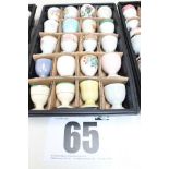 TRAY & CONTENTS OF 20 ASSORTED PEDESTAL EGG CUPS.