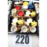 TRAY & CONTENTS OF 13 ASSORTED ANIMAL EGG CUPS INC. PELICAN & SNAIL.