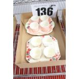 BOX & CONTENTS OF 2x 5-PIECE SETS OF EGG CUPS INC. MIDWINTER (4 CUPS & TRAY) AND PINK FLORAL (4 CUPS