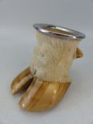 Taxidermy desk pen holder formed from a cows hoof, height approx 14cm.