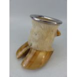 Taxidermy desk pen holder formed from a cows hoof, height approx 14cm.