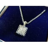 15ct white gold diamond pave set pendant necklace