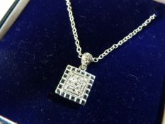 15ct white gold diamond pave set pendant necklace