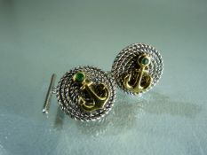 Pair of silver (sterling) and gold cufflinks inset with anchors in the Versace style