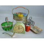 Selection of Mid Century Wares - Shot Glasses, Clock Tablelight etc