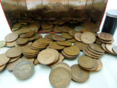 Large selection of Pennys, Half Pennys, Three Pence, Two Shillings and a few foreign coinage