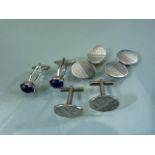 Three sets of sterling silver cufflinks. Approx weight - 21g