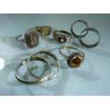 Selection of eight silver rings approx - 18.9g
