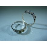 9ct Gold Sapphire and Diamond Dress ring Approx weight 1.8g along with a silver glass set dress