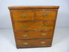 Antique pine chest of five drawers