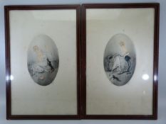 French style Aquatints of ladies signed Nicot (2)