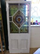 Antique Pine painted door fitted with stained and painted panels