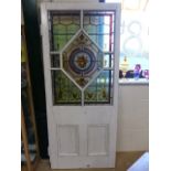 Antique Pine painted door fitted with stained and painted panels