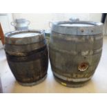 Two vintage small wooden barrells