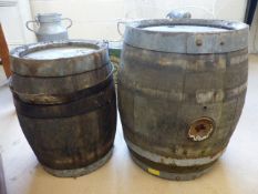 Two vintage small wooden barrells