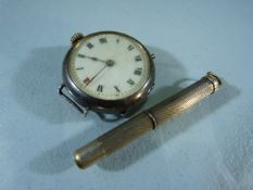 Hallmarked silver watch along with a propelling pencil A/F
