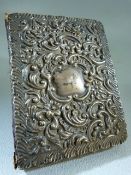 Hallmarked Silver fronted and leather backed Address book with empty cartouche