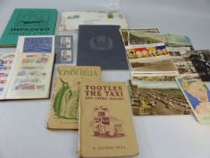 Selection of Postcards, stamps and a Cinderella book