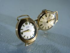 Two Hallmarked 9ct Gold ladies dress watches (total weight approx 12.3g)