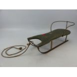 Victorian Pine framed and painted miniature sled on wrought iron sleds.