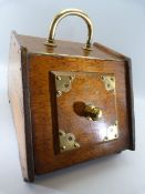 Oak antique coal scuttle with brass fittings