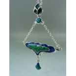 Silver and enamel George Jensen-style pendant necklace