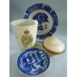 Blue and White Pearlware childrens bowl, small blue and white chinese trinket dish, Commemorative