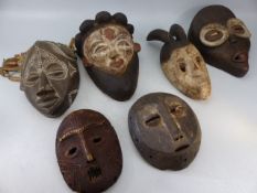 Six African Tribal masks of varying styles