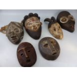 Six African Tribal masks of varying styles