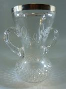 Good moulded celery vase - etched to front 'Celery' with hallmarked silver rim. Sheffield J.R