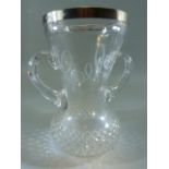 Good moulded celery vase - etched to front 'Celery' with hallmarked silver rim. Sheffield J.R