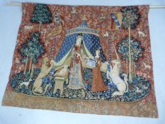 Large Tapestry depicting a lady and her animals