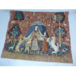 Large Tapestry depicting a lady and her animals