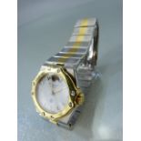 Ladies gold and steel Chopard St Moritz watch with moonfaced aperture