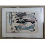 TORii Kiyonaga (1752 - 1815) Woodblock print titled ' Beauties Returning From Bath