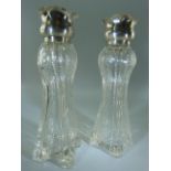 Art Nouveau silver topped vases Hallmarked Birmingham 1900