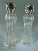 Art Nouveau silver topped vases Hallmarked Birmingham 1900