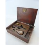 Boxed Ladies percussion Muff Pistol, canon barrel, Queen Anne Style with Powder Flask and Cap Tin.