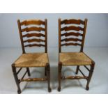 Pair of 19th Century ladderback chairs with rush seats