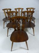 Set of six darkwood Ercol chairs