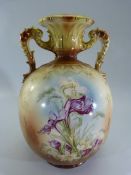 Austrian Squat Blush Ivory vase with twin handles