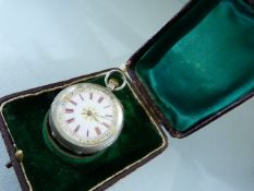 Continental Silver 935 (standing Lion hallmarks) hallmarked pocket watch with red roman numerals and