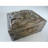 Unusual Chinese trinket box embossed with dragons markings to base. Photos attached