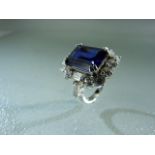 Silver CZ and Iolite dress ring