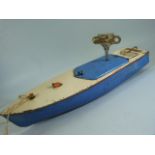 Tin plate clockwork Hornby speed boat. Named Swift. Unboxed.