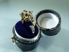 9ct Gold ring in the shape of a Panther set with coloured stones