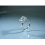 18ct white gold princess cut single stone diamond ring of 3.18cts